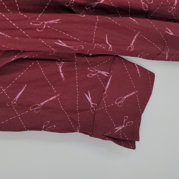 Modcloth A Cut Above Average Shirt Dress Size 12 Burgundy Scissors Hair Stylist‎ - Picture 16 of 16